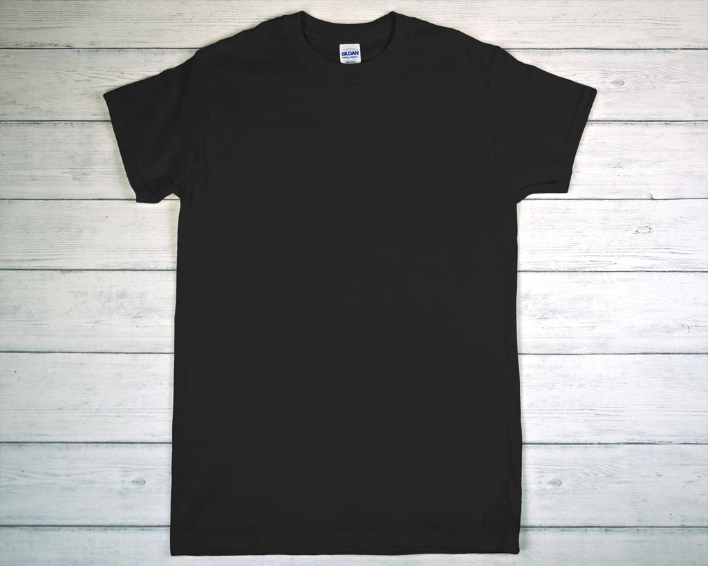 Black t-shirt on a light wooden background